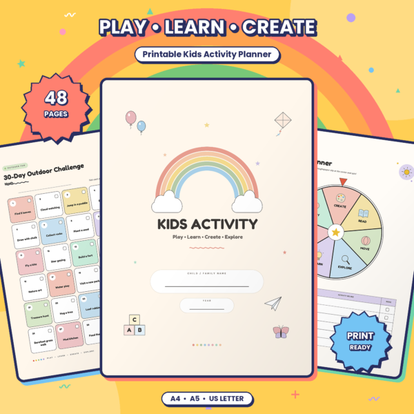 Kids Activity Planner Printable & Editable Canva Template