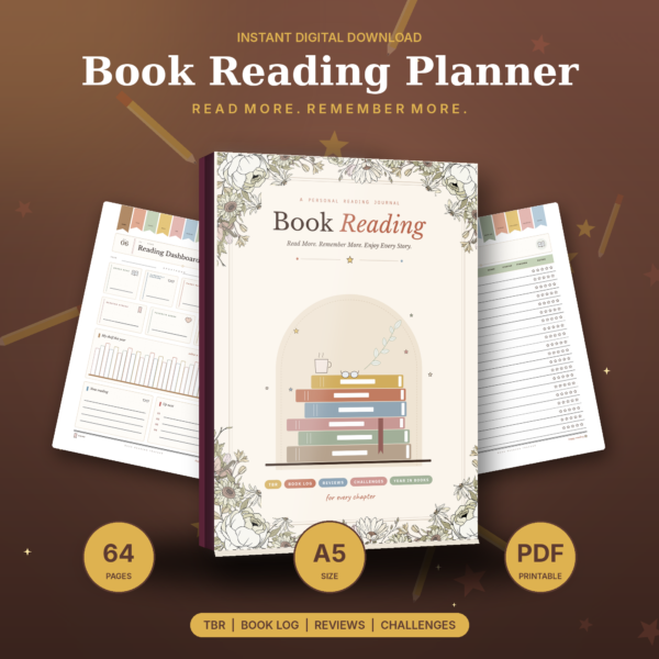 Book Reading Tracker Printable & Editable Canva Template